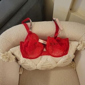 Victorias Secret Red Bling Strap Unlined Bra, 34G